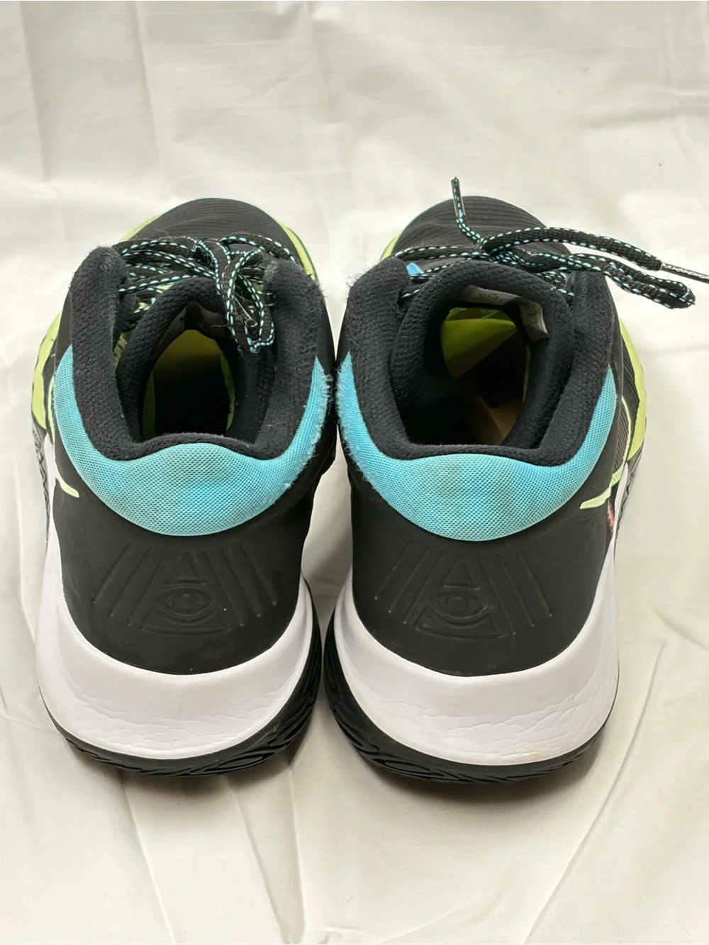 Nike Kids Black and Volt Basketball Sneakers with Blue Accents